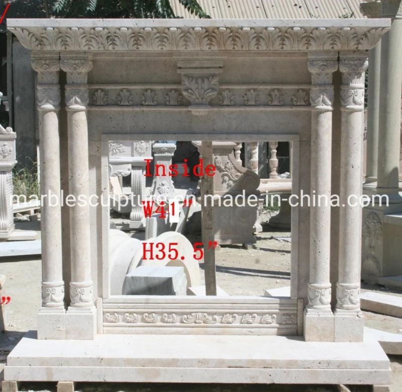 Beautiful Custom Elegant White Marble Fireplace Carved Column (SYMF-121)