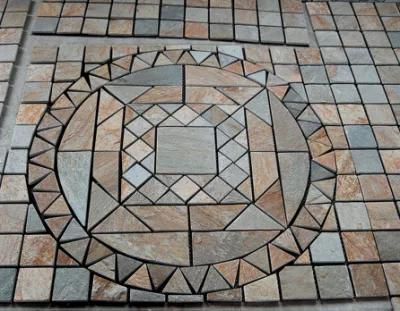 Nature Slate Mosaic Tile Slate Pattern Slate Waterjet Customized Design Medallion