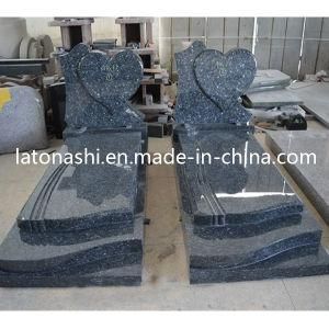 European Style Blue Pearl Granite Monument, Design Western Heart Headstone