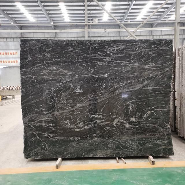 Paradiso Black Granite Natural Black Granite with White Busy Looking Veins
