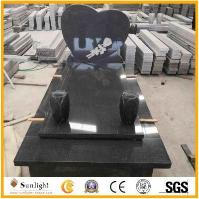 G654 Padang Dark Granite Cross/Heart Memorial Tombstone Monuments
