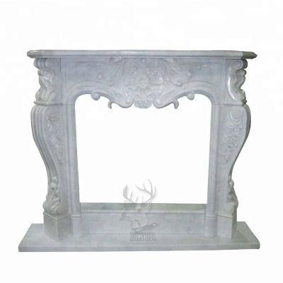 Modern Design Indoor Marble Carved Fireplace Surround White Marble Fireplace