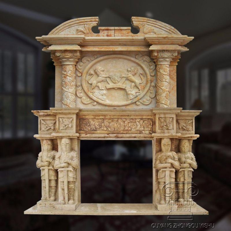 Carving Marble Fireplace for Indoor Decoration Overmantel Fireplace Mantel