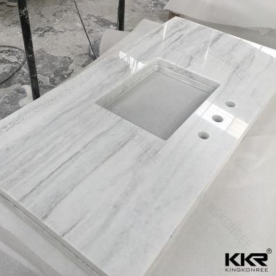 Customized Textured Acrylic Solid Surface Stone Bathroom Vanity Top