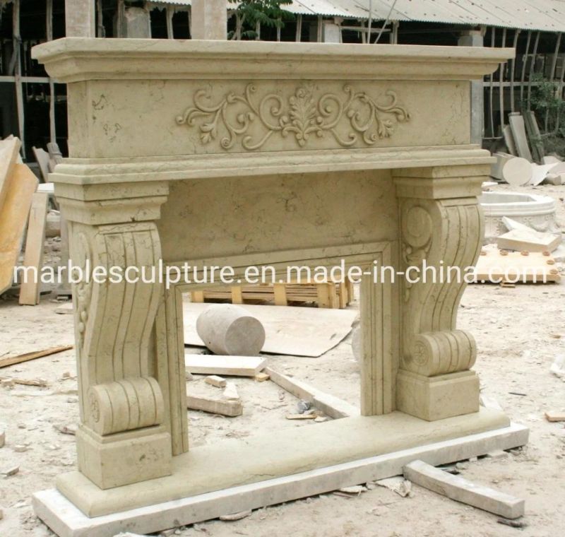 Simple Indoor Decoration Stone Sculpture Marble Fireplace (SYMF-069)