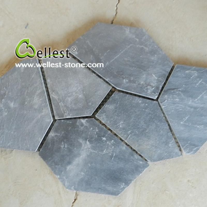 Irregular Black Slate Flagstone for Outdoor Paving (S018 black slate flagstone)
