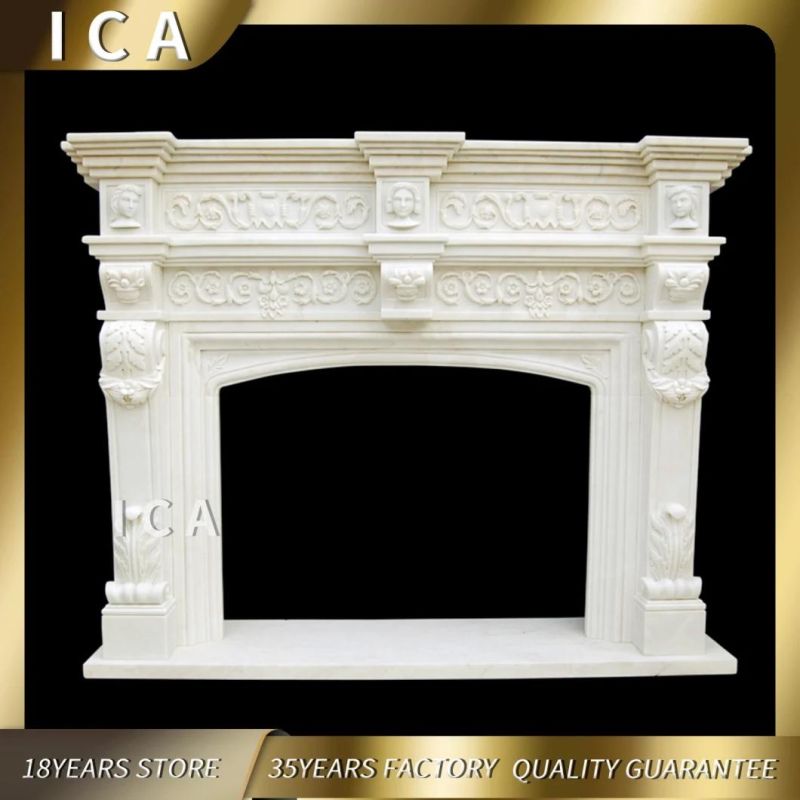 Popular Good Quality White Marble Mantel Electric Fireplace