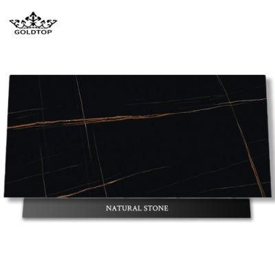 Natural Stone Polished Indoor Decoration Laurent Black Slab Marble for Tiles Countertop