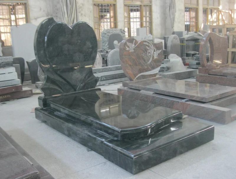 Wholesale Popular Heart Design Tombstone Black Granite Cemetery Headstones Monuments