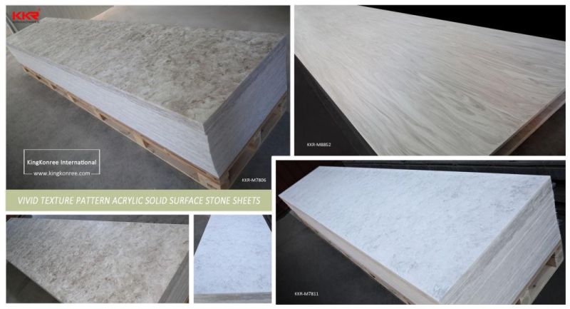 Kingkonree Hot Textre Marble Color Modified Slab Wall Pancel Artificial Stone Sheet Solid Surface