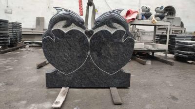 Blue Granite Dolphin Heart Tombstone for Newzenland