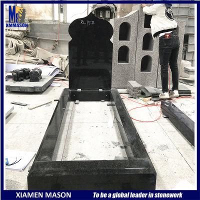 Absolute Black Granite Funeral Kerb Tombstone for Muslim
