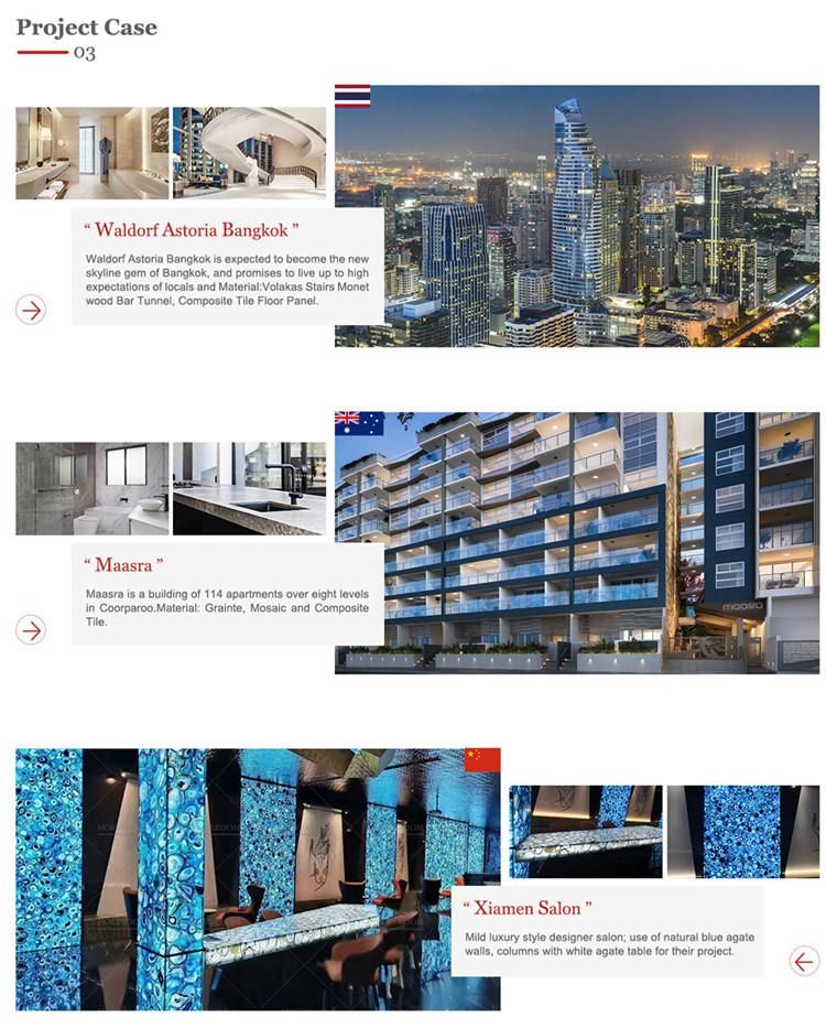 Luxurious Cafe Salon Backlit Blue Agate Semi Precious Gemstone Natural Marble Stone Slab