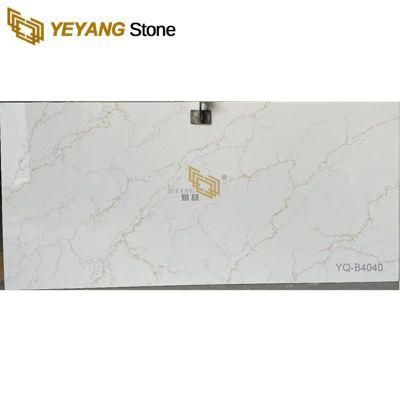 Premium White Quartz Countertop Slab with Gold Fine Line Veins