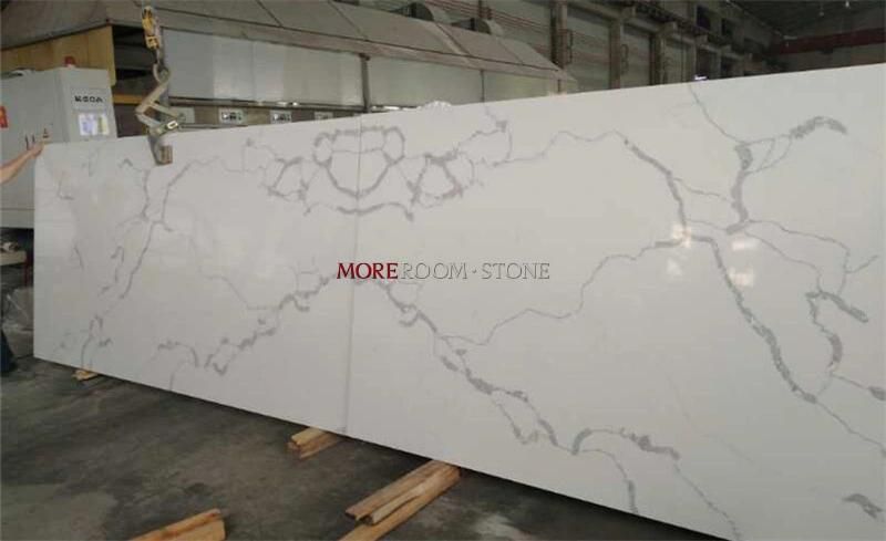 Hot Sale Artificial Stone White Marble Stone Bookmatch Calacatta Quartz Stone