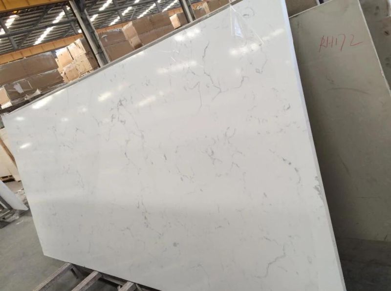 Carrara White/Gray Artificial Quartz Slabs for Countertops/Work Tops/Table Tops