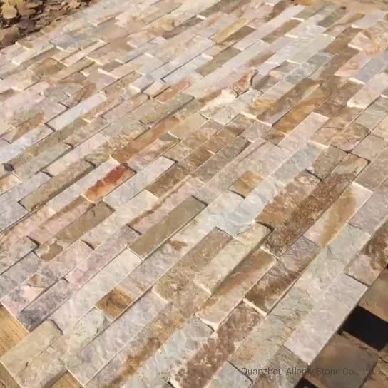 Natural Split Yellow Slate Ledger Stone Panels Stacking Stones for Indoor Outdoor Decoration Wall