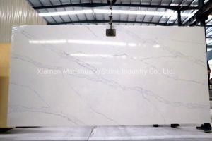 Marble-Look Calacatta White Quartz Slabs for Kitchen Countertop and Bathroom Vanity Tops Wall Floor