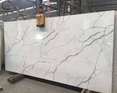 White Solid Surface Artificial Calacatta Quartz Stone Sheet