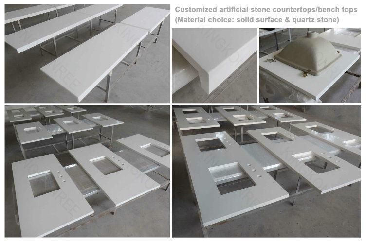 Cut-to-Size White Quartz Stone Bathroom Solid Surface Countertop