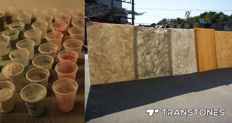 Transtones Resin Panel Polished Backlit Translucent Alabaster Sheet for Coffee Table