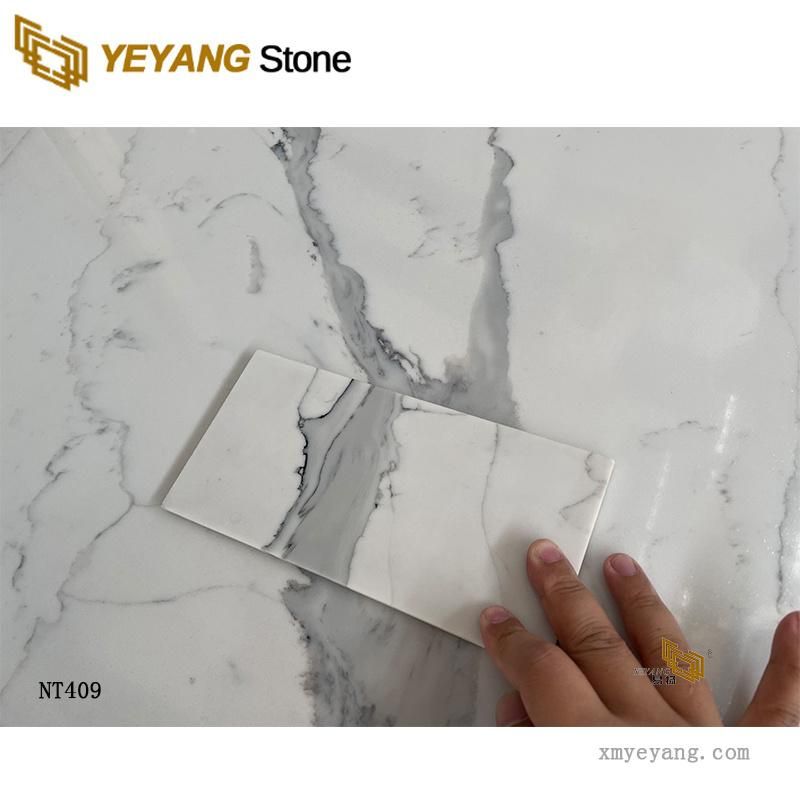 White Calcatta/Carrara/Bianco Quartz Kitchen Worktops Quartz Countertops Manufactured Wholesale