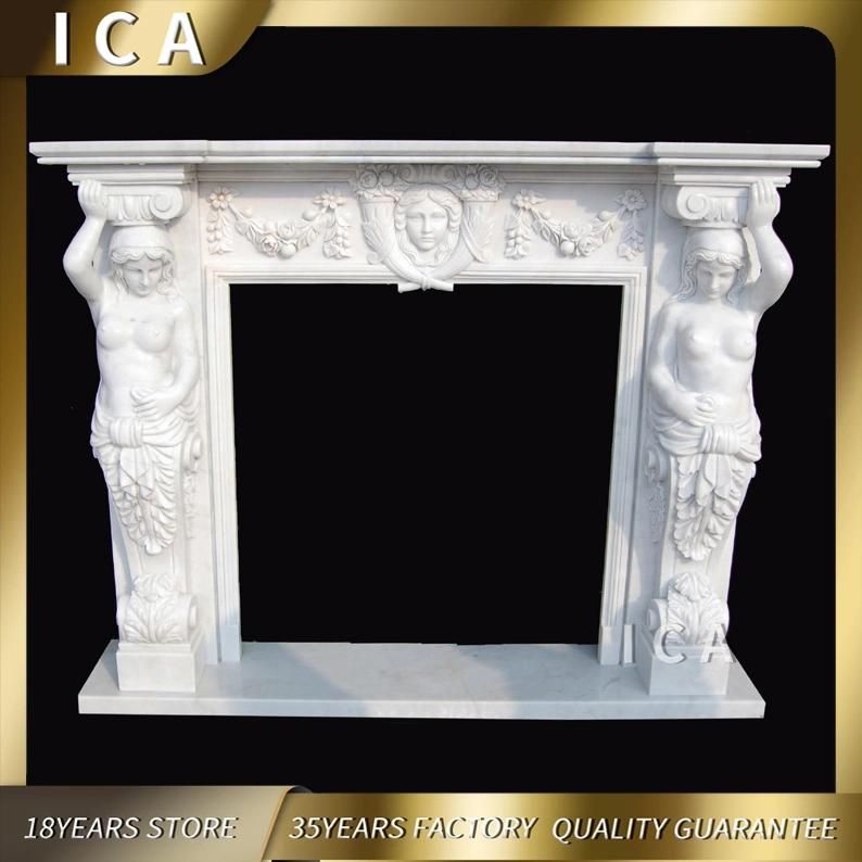 Indoor Natural Marble Fireplace and Stone Fireplaces