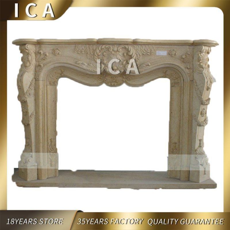 Luxury Living Room Modern Marble Stone Classical Fireplace