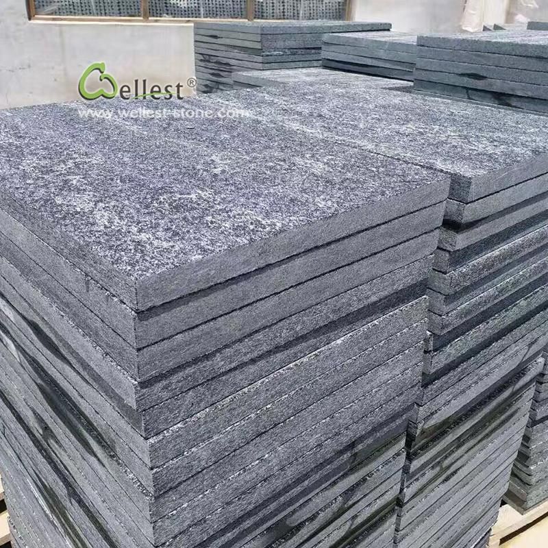 Qt020 Black Quartzite Stone Tile, Natural Patio Pavers, Plaza Black Quartzite Pavement