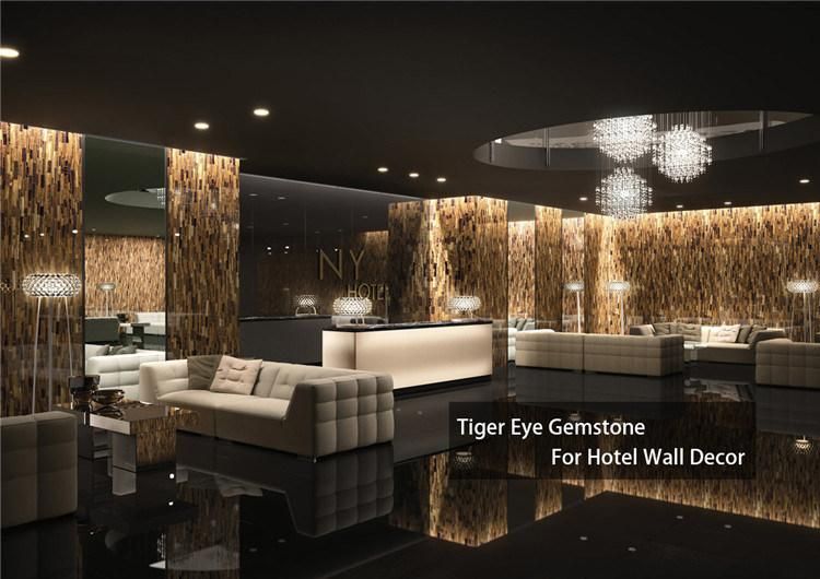 Luxury Stone Natural Marble Gemstone Yellow Blue Tiger Eye Wall and Floor Stone Tile for Apartment Villa Projects