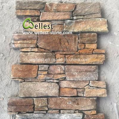 Rustic Quartzite Cement Wall Stone Veneer Panel and Corner