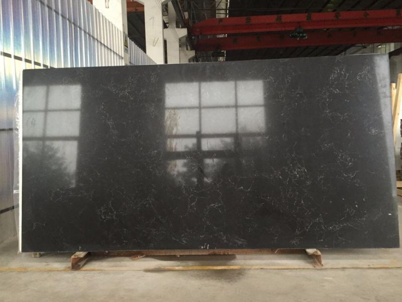 Artificial Marble Look Engineered Black Quartz Stone (SQ7004)