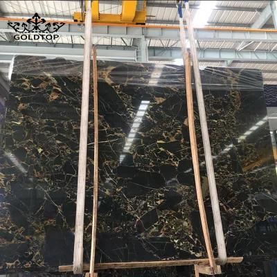 China Polished Athens Black Portoro Gold Marble Mosaic for Flooring/Wall/Kitchen/Bathroom/Home/Countertop Decoration