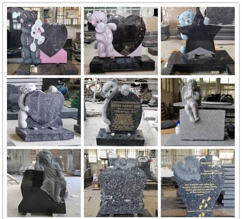 Teddy Bear Holding Star Granite Infant and Child Tombstone