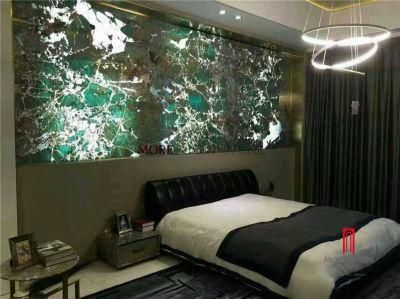 Luxury Stone Translucent Semi Precious Stone Amazonite Green Granite with Glass or Aluminum Honeycomb Base