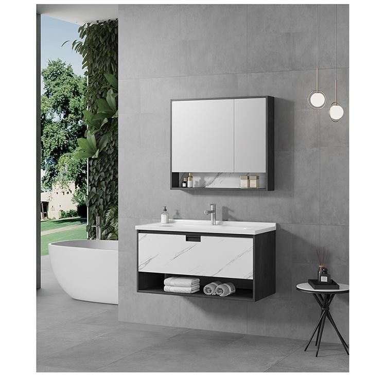 New Design White Countertops Minimalist Style Bathroom Mirror Cabinets Wall Mount Bathroom Vanity Cabinets with Storage Function