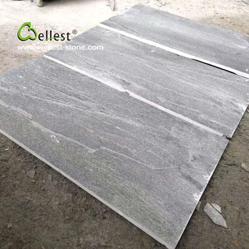 Natural Split Riven Black Slate Flat Tile