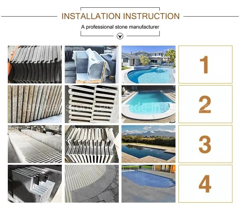 Swimming Pool Stone Granite Pool Coping Drainage Tiles Non Slip Decking