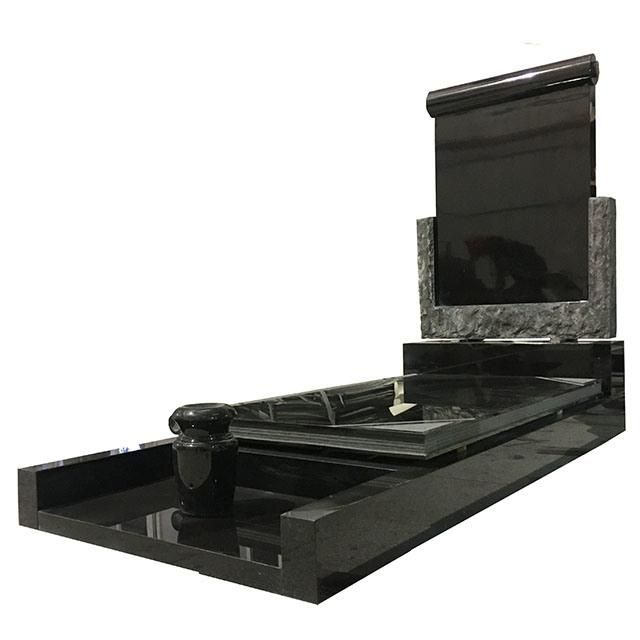 Large Black Granite Headstone with Modern Design