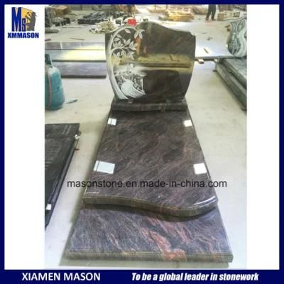 Mason Standard Tombstone with Line Carving in Himalaya Blue Sre