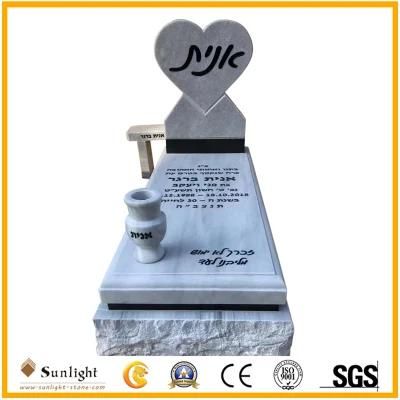 Natural Stone White Marble Headstone Monument Tombstone for Cemetery Garden