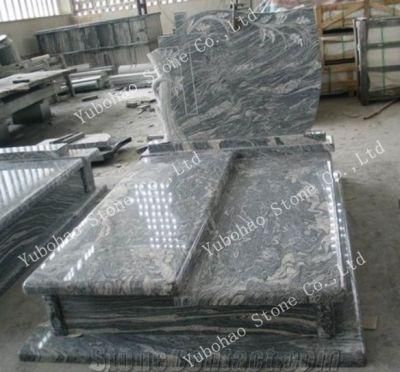 Cheap Sand Wave/China Juparana Granite Memorial Tombstone/Monument/Headstone for Romania/Poland Style