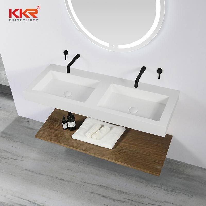 Kkr Customized Solid Surface Marble Sink and Integrated Solid Surface Vanity Bathroom Countertop Sink