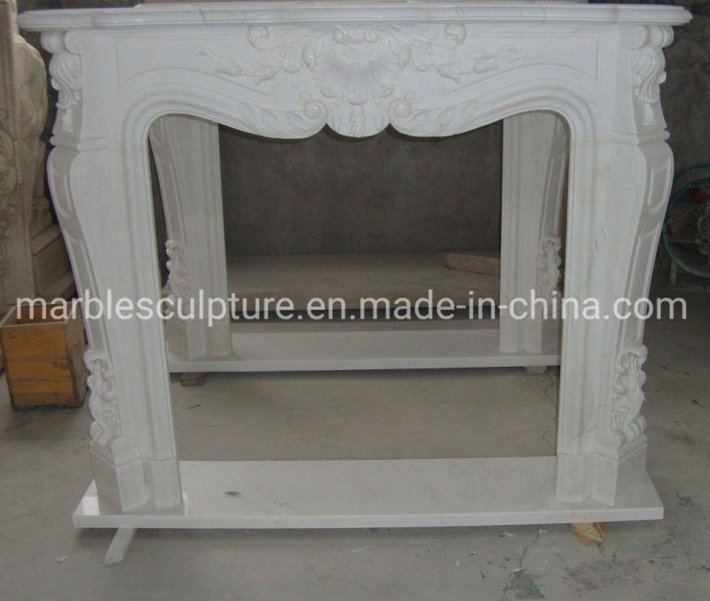 Factory Wholesale White Marble Fireplace in Stock (SYMF-281)