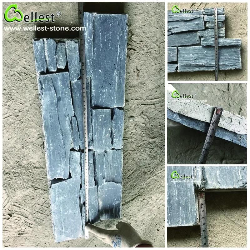 Top Sale Natural Black Slate Stacked Cement Wall Panels