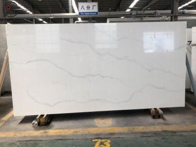 White Calacatta 8057 Quartz Stone Slab Used for Home Decoration