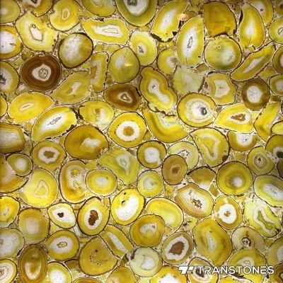 Yellow Natural Onyx Agate Slab Decorative Stone for Walls