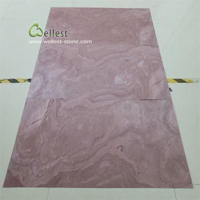 China Natural Slate Burning Red Flexible and Ultra Thin Stone Veneer Wall Stone Panel for Wall Decoration