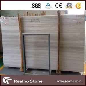 Very Straight and White Wooden Grain Marble Slab for Fireplace Mantel/Surround