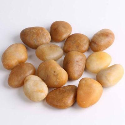 Landscape Garden and Aquarium Flat River Rock Stone Yellow Polished Pebbles